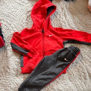 Nike Kids Red and Gray Sweatpants Set 24 months